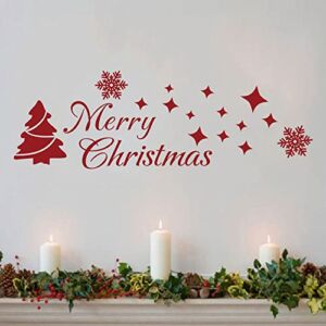 MoharWall Christmas Tree Stickers Decor Winter Snow Large Wall Decals Merry Christmas Window Cling Quotes Star Vinyl Art Decoration