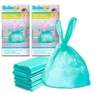 Disposable Diaper Bags – 150 Disposable Diaper Bags Scented, Bundle for Home, Travel and More (Diaper Bags Disposable)