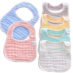 Bibs Muslin , Baby Drool Bibs Lap-shoulder Drool Cloths Adjustable Multi-Use Scarf Bibs 8-Layer 100% Organic Cotton With Super Absorbent& Soft Drooling Bibs Breathable for Boys Girls