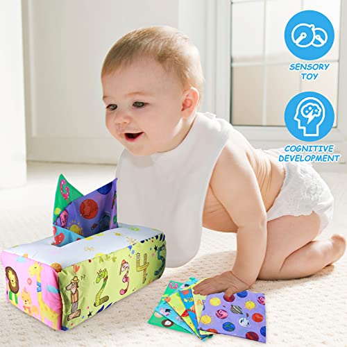 EODO Toddler Baby Tissue Box Toys,Sensory Toys,Patterns-Toddlers Novel,Sensory Pull Toys,Sensory Toys Babies Include High Contrast Cartoon Numbers,Letters,Fruit,Dinosaurs | The Storepaperoomates Retail Market - Fast Affordable Shopping