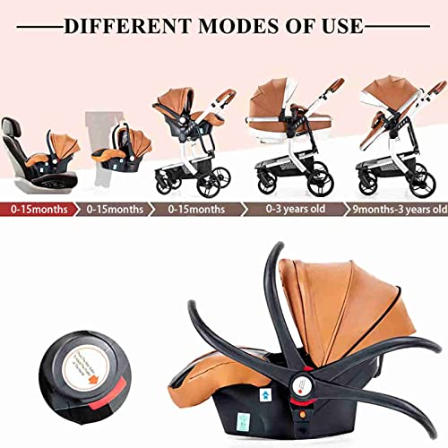Jiaj Car Seat and Stroller Combo for Boys Girls PU Leather Baby Stroller with Base Baby Stroller with Removable Bassinet Full Size Stroller Pram Mode for Newborn Gifts (Color : White) | The Storepaperoomates Retail Market - Fast Affordable Shopping