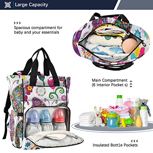 UMIRIKO Diaper Bag Backpack Colorful Butterfly Baby Nappy Changing Bags,Multifunction Travel Back Pack,Large Capacity Diaper Bags Tote H020222 | The Storepaperoomates Retail Market - Fast Affordable Shopping