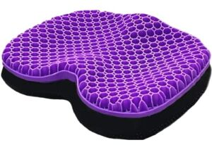 Comfortec Purple Gel Seat Cushion – Honeycomb Cooling Seat Cushion for Back Support, Pressure Relief & Long Sitting – Non-Slip Chair Cushion for Traveling, Wheelchair, Car Seat, Office & Gaming Chair