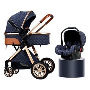 Modular Travel System，Quick-Fold Stroller，Includes Baby Stroller with Reversible Seat, Extra Storage(Color:Blue)