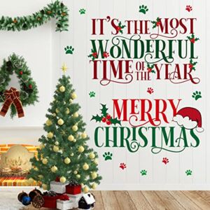 MEFOSS Removable Colorful Merry Christmas Wall Decal Stickers Happy New Year Festival Greating Wall Decor Art Decals Living Room Bedroom Office Classroom Wall Decoration