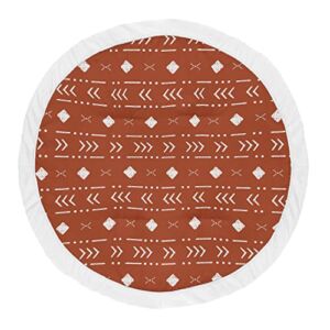 Sweet Jojo Designs Rust White Boho Tribal Mudcloth Boy or Girl Baby Playmat Tummy Time Infant Play Mat – Orange Woodland Bohemian Southwest Geometric Arrow Gender Neutral Aztec Mud Cloth