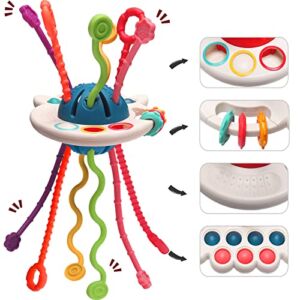 Montessori Toys for 18M+, UFO Food Grade Silicone Pull String Activity Toy, Baby Sensory Toys for Toddlers, Travel Toys for Babies , Baby Toys Developing Fine Motor Skills Toys Gift for 1+ Year Old
