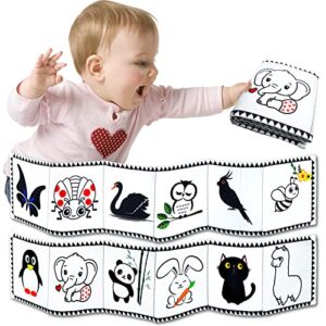 VIEKUU Black and White High Contrast Baby Toys Soft Cloth Book, Newborn Infant Tummy Time Toys, Infant Toddle Baby Gifts, Tear Not Rotten Paper 0-3 Years Old Newborn Toys Book for Early Education