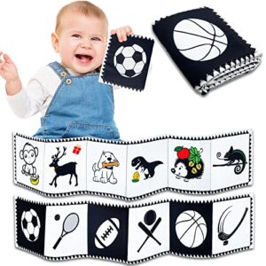VIEKUU Black and White High Contrast Baby Toys Soft Book, Newborn Infant Tummy Time Toys, Infant Toddle Baby Cloth Book Gifts, Tear Not Rotten Paper 0-3 Years Old Newborn Toys Book