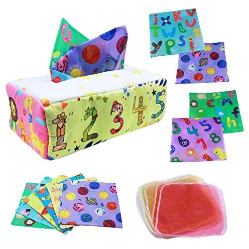 EODO Toddler Baby Tissue Box Toys,Sensory Toys,Patterns-Toddlers Novel,Sensory Pull Toys,Sensory Toys Babies Include High Contrast Cartoon Numbers,Letters,Fruit,Dinosaurs | The Storepaperoomates Retail Market - Fast Affordable Shopping