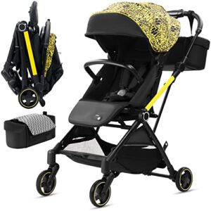 Royalbaby Lightweight Infant Stroller 360 Reversible Seat, Compact Fold, Portable Travel Toddler Baby Stroller with Umbrella & Multi-Position Reclining, Adjustable Large Canopy, Extra Storage, Yellow