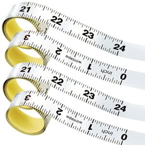 4 Pcs Silver Self-Adhesive Measuring Tape Workbench Ruler, Inch Scale Backed Sticky Tape Measure for Drafting Table, Workbench,Tailor (24*0.63inch L*W)