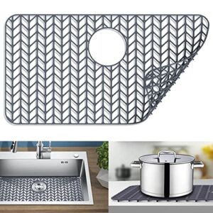 Silicone Sink Mat 26”x14”, JIUBAR sink protectors for kitchen sink,silicone sink mat,Sink Mat Grid for Bottom of Farmhouse Stainless Steel Porcelain Sink with Rear Drain.