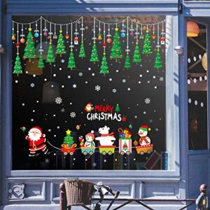Santa Claus Christmas Tree Wall Stickers Snowman Snowflake Wall Decor Ultra Big Size Christmas Decals Decorative Holiday Christmas Party Supplies Window Stickers Door