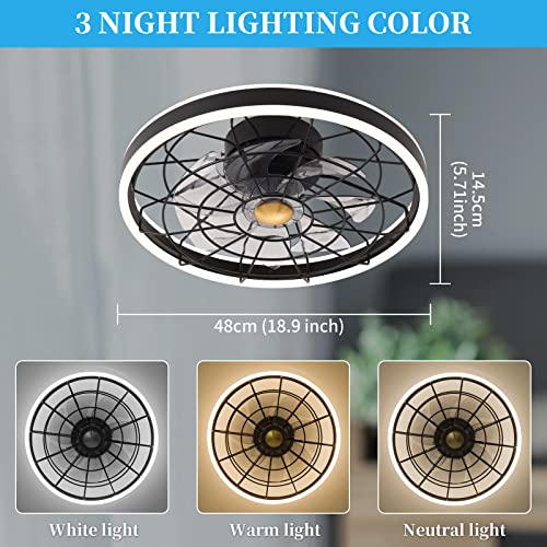 Kexcbogj Ceiling Fan 2107F Black Ceiling Fans with Lights App & Remote Control, Timing & 3 Led Color Led Ceiling Fan, 6 Wind Speeds Modern Ceiling Fan for Bedroom, Living Room, Small Room | The Storepaperoomates Retail Market - Fast Affordable Shopping