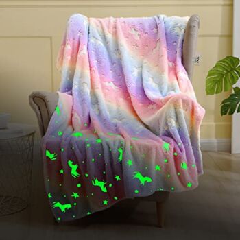 Unicorn Glow in The Dark Blanket Unicorns Gifts for Girls 60″x50″ Luminous Rainbow Pink Unicorn Blanket Valentine Easter Christmas Birthday Gifts for Girls 1-12 Year Old Baby Toddler Kid Magic Blanket | The Storepaperoomates Retail Market - Fast Affordable Shopping