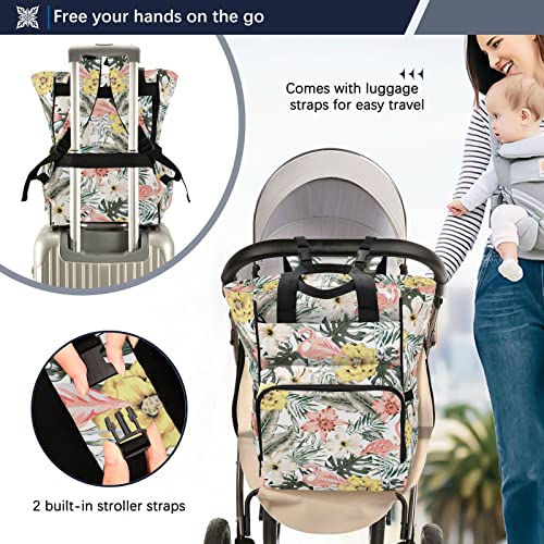 Flamingo Flowers Diaper Bag Backpack Baby Boy Diaper Bag Backpack Maternity Diaper Bag Travel Bag with Insulated Pockets for Travel Mammy Women Girls | The Storepaperoomates Retail Market - Fast Affordable Shopping
