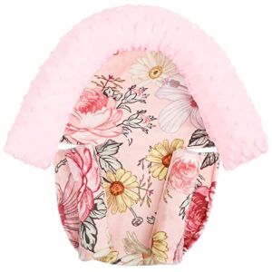 Baby Head Support and Strap Covers, Floral Infant Head Support Pillow, Toddler Strollers Headrest and Carseat Neck Cover, Car Accessories for Newborn Girl
