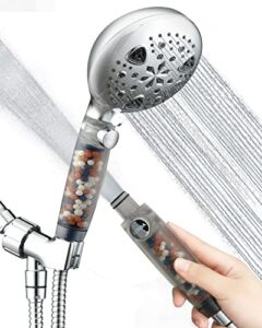 Shower Head, Ezelia Filter Handheld Shower Head with 9-mode for Dry Skin & Hair with Removable High Pressure Filter Nozzle to Clean Tile, Tub, & Pets