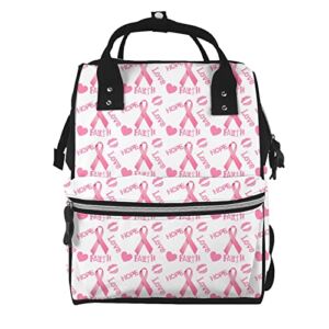 Diaper Changing Backpacks For Mom Love-Faith-Breast-Cancer Travel Bookbag Diaper Bags Back Pack