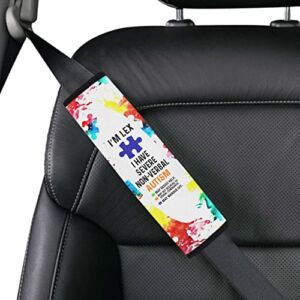 AprilLove I Have Serve Non-Verbal Autism Awareness Seat Belt Covers Special Need Autistic Car Seat Belt Covers for Kid Children Medical Alert, 7” x 10”