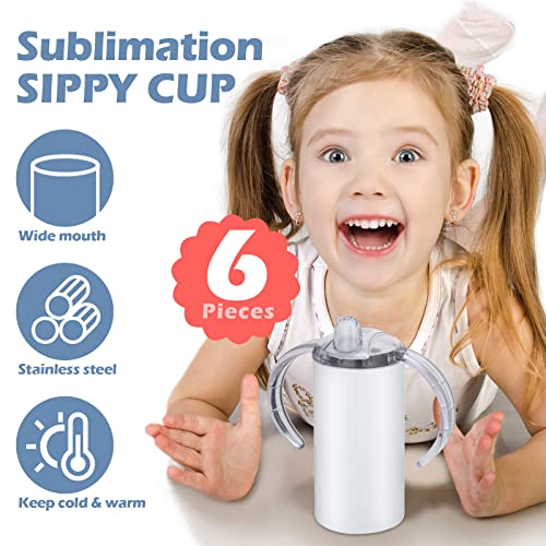 Sublimation Blanks Sippy Cups, Sublimation Straight Sippy Tumblers, Toddler Insulated Stainless Steel Travel Mug Water Bottle with Handles for Kids and Children(6 Pieces) | The Storepaperoomates Retail Market - Fast Affordable Shopping