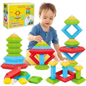 30 Pcs Montessori Stacking Toys Toddler Sensory Stem Toys Preschool Learning Activities Building Blocks Learning Educational Fine Motor Classroom Toys Kids Age 1-3 2-4 4 5 6 7 Year Old Boys Girls Gift