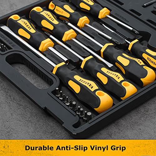 YUFANYA Magnetic Screwdrivers Set with Case,60 Piece Includes Phillips/Slotted/Torx/Pozidriv/Hex and Precision Screwdriver/Offset Screwdrivers,C-RV and S2 Made,Ergonomic Softy Handle,Tool For Men | The Storepaperoomates Retail Market - Fast Affordable Shopping