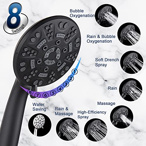 High Pressure 8 Functions Shower Head Matte Black ,with handheld Shower Head Set with 71 Inch Hose Bracket Tape Rubber Washers… | The Storepaperoomates Retail Market - Fast Affordable Shopping
