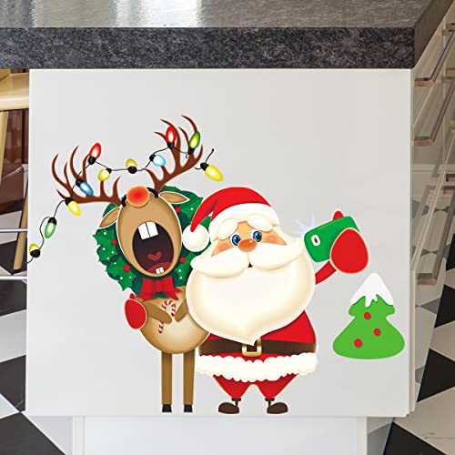 GGBOY Christmas Wall Decals, Santa Claus Christmas Wall Stickers Removable, Xmas Reindeer Christmas Vinyl Wall Decal, Christmas Window Clings Stickers Decals for Wall Window Kid Bedroom Decorations | The Storepaperoomates Retail Market - Fast Affordable Shopping