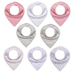 8 Pack Baby Cotton Absorbent Bandana Bibs for Drooling Teething