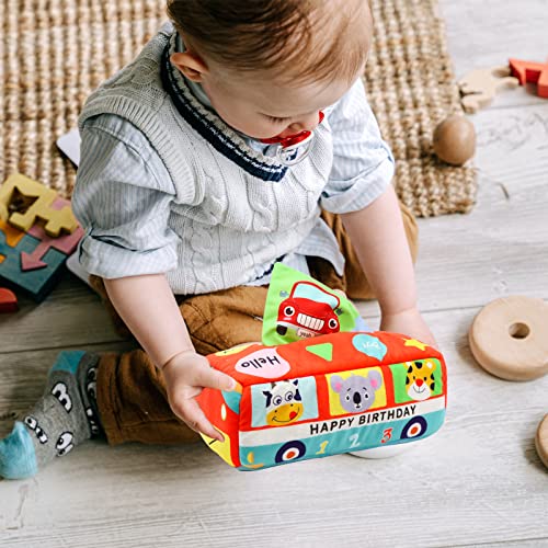 Baby Tissue Box, Magic Tissue Box, 9 Month Old Baby Toy, Soft Stuffed High Contrast Crinkle Montessori Square Sensory Toys For 6 To 12 Months Babies Infants Kids Newborns & Toddler Preschool Learning | The Storepaperoomates Retail Market - Fast Affordable Shopping