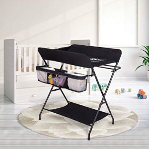 Baby Changing Tables Folding Diaper Station Portable Changing Table Nursery Organizer for Newborn Baby and Infant, Black