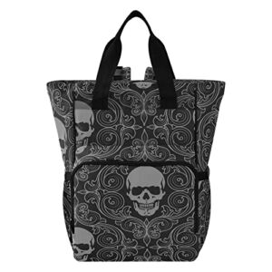 Skull Pattern Diaper Bag, Large Capacity Diaper Bag Backpack, Muti-Function Travel Backpack