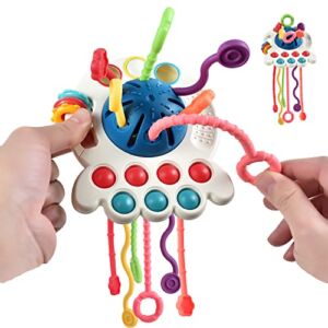 Tuko Baby Toys 6-12 Months Baby Sensory Toys Silicone Pull String Toys Montessori Toys for 1 Year Old Babies