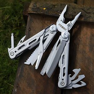 Multitool, 18-In-1 Multi Tool with Safety Locking, Stainless Steel Multitools Pocket Knife with Nylon Sheath, Multi-Purpose Pocket Tool for Survival, Hiking and Camping, Gifts for Dad & Boyfriend