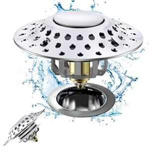 Bathtub Drain Plug, 2 in 1 Bathtub Stopper & Drain Hair Catcher, with Stainless Steel Filtered Pop-Up Drain Filter for US Standard Bathtubs Drain Hole Diameter (1.6-2.0 Inch)