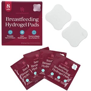 [8 Pads] Hydrogel Pads for Breastfeeding Soreness Support – Immediate Relief Nipple Gel Soothing Pads – Easy Apply Gel Nipple Pads for Breastfeeding – Reusable Form Adjusting Breastfeeding Gel Pads
