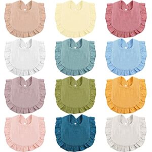 12 Piece Baby Muslin Bibs Bandana Drool Bibs for Boys and Girls Soft Adjustable Baby Bibs Cotton Teething and Drooling Bibs for Baby Toddler Infant