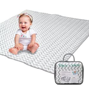 Three Colors Play Mat for Baby, Baby Mat for Floor, Playmat for Babies, 50×50 Play Mat for Playpen, Soft & Skin-Friendly Cotton Fabric, Non-Slip Foldable Activity Playpen Mat (Stripe)