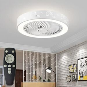 Invisible Ceiling Fan with Lights, Modern Indoor Flush Mount Ceiling Fan with Remote Control LED Dimming, for Bedroom Living Room Kitchen Dining Room Study Room Meeting Room