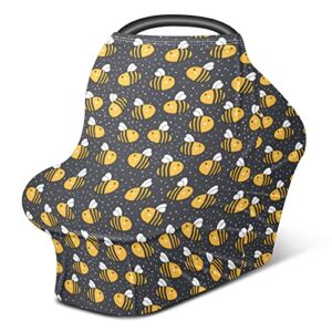 Cartoon Cute Bumblebee Baby Car Seat Covers Stretchy Infant Carseat Canopy Nursing Cover Breastfeeding Scarf Soft Breathable Stroller Cover Multi Use for Newborns Boys Girls