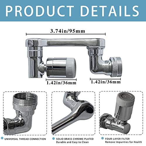 Lifeadhoc Faucet Extender Aerator, 1440° Universal Swivel Robotic Arm Sink Faucet Extension Aerator & Sprayer Attachment for Kitchen, Bathroom, Laundry with 2 Water Outlet Modes | The Storepaperoomates Retail Market - Fast Affordable Shopping