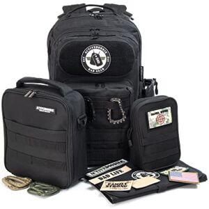 ACTIVEDOODIE Dad Diaper Bag Ultimate Combo with Lunch Bag, Molle Wipes Pouch, Camo Changing Pad, 8 Morale Patches and Carabiners
