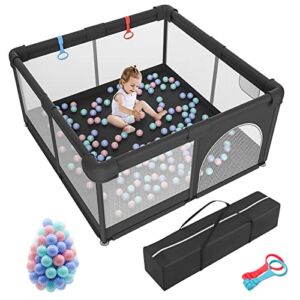 MACTUT Baby Playpen, Large Playpen for Babies and Toddlers, No Gaps Baby Gate Playpen Baby Play Yards Kids Activity Center Sturdy Safety Infants Play Pens for The House Home Indoor(Black,51”×51”)