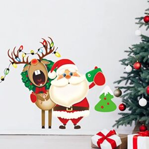 GGBOY Christmas Wall Decals, Santa Claus Christmas Wall Stickers Removable, Xmas Reindeer Christmas Vinyl Wall Decal, Christmas Window Clings Stickers Decals for Wall Window Kid Bedroom Decorations