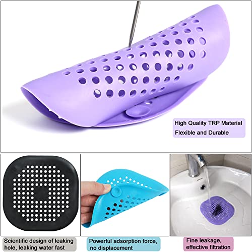 Drain Hair Catcher 2 Packs, 5.5 Inch Square Shower Drain Cover, Durable Silicone Hair Stopper for Shower Drain with Suction Cups, Suit for Bathroom,Bathtub,Kitchen (Grey+White) | The Storepaperoomates Retail Market - Fast Affordable Shopping