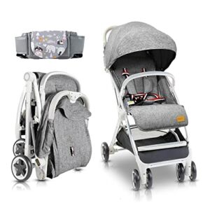 BABY K Lightweight Travel Stroller – Includes Travel Storage Pouch – A Collapsible Airplane Stroller with Adjustable Reclining Backrest & Easy One-Hand Fold for Infant & Toddler of 3-36 Months