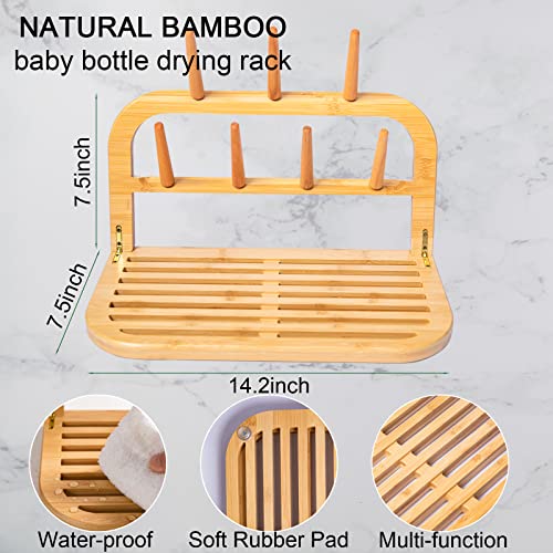 Cococar Bamboo Baby Bottle Drying Rack, Space Saving Countertop Baby Bottle Rack Dryer, Bamboo Baby Bottle Holder, Water-Resistant Travel Drying Rack for Baby Bottles Accessories, Cups, Pacifiers | The Storepaperoomates Retail Market - Fast Affordable Shopping