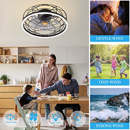 Kexcbogj Ceiling Fan 2110L Black Ceiling Fans with Lights App & Remote Control, Timing & 3 Led Color Led Ceiling Fan, 6 Wind Speeds Modern Ceiling Fan for Bedroom, Living Room, Small Room | The Storepaperoomates Retail Market - Fast Affordable Shopping